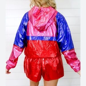 Queen of Sparkles Red Purple and Blue Metallic Active Set Small NWT